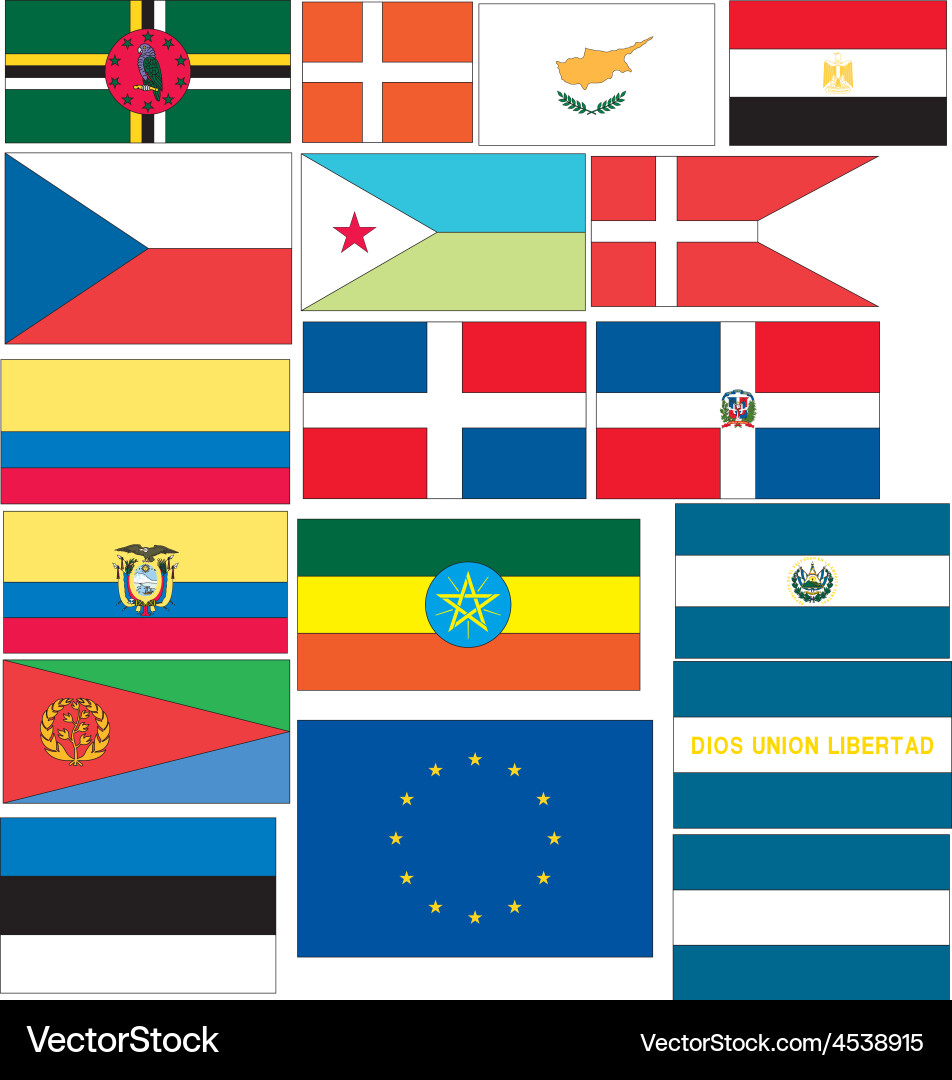 Set of 18 flags countries started with c d e vector image
