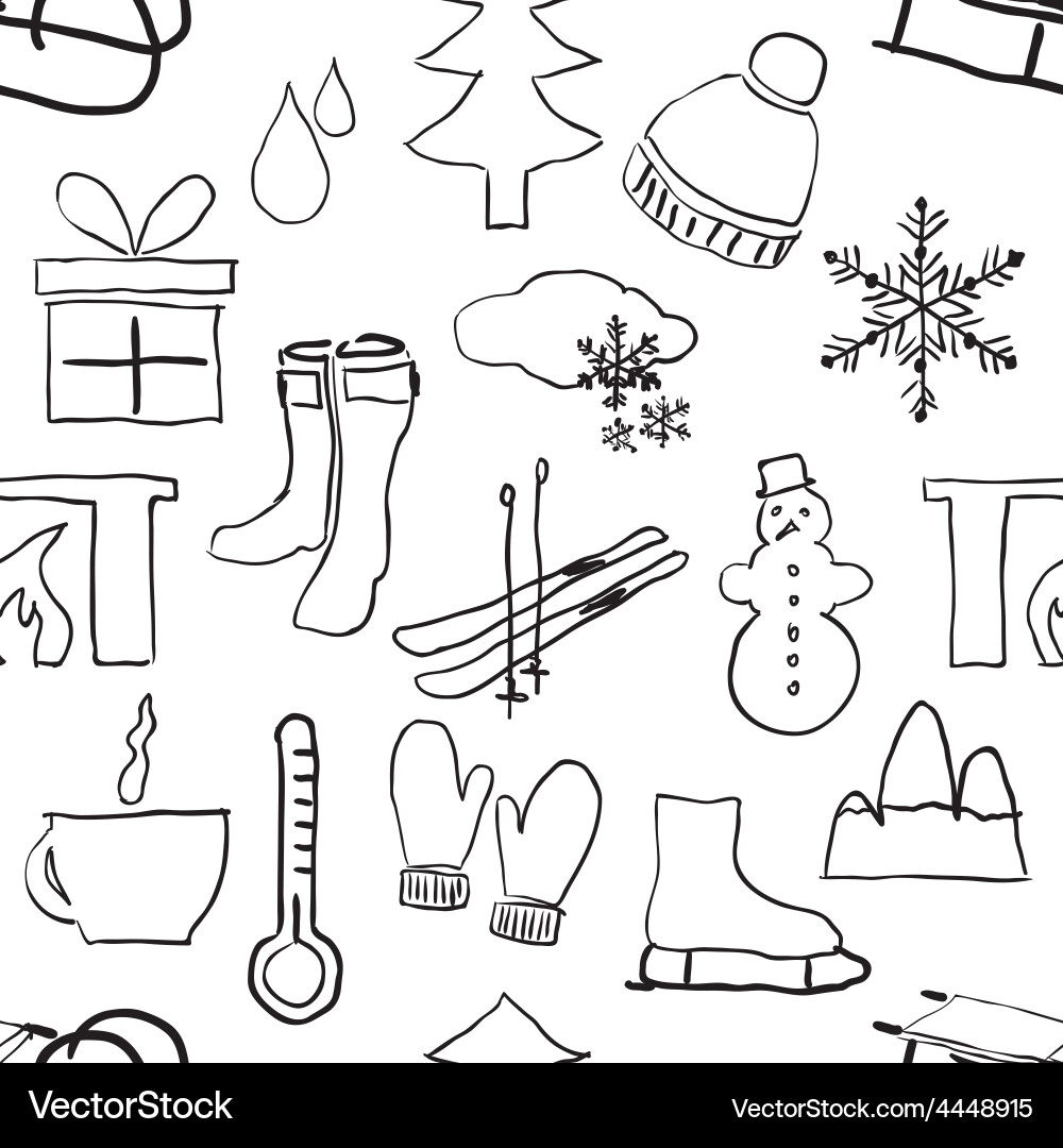 Winter Sketch Pattern vector image