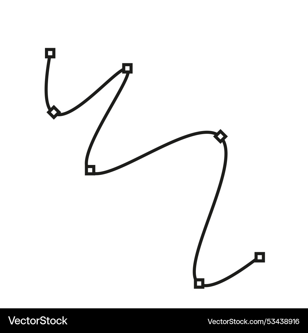 Bezier curve symbol control point path line Bezier curve symbol control point path line Vector Image