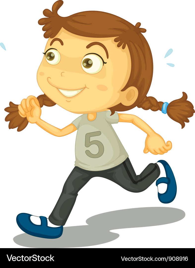 Cute Girl Running Outdoors Vector Image
