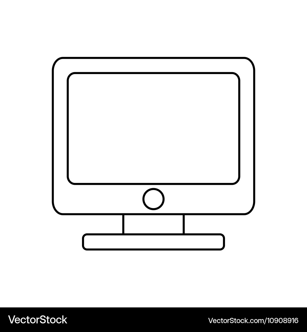 Desktop computer outline icon linear vector image