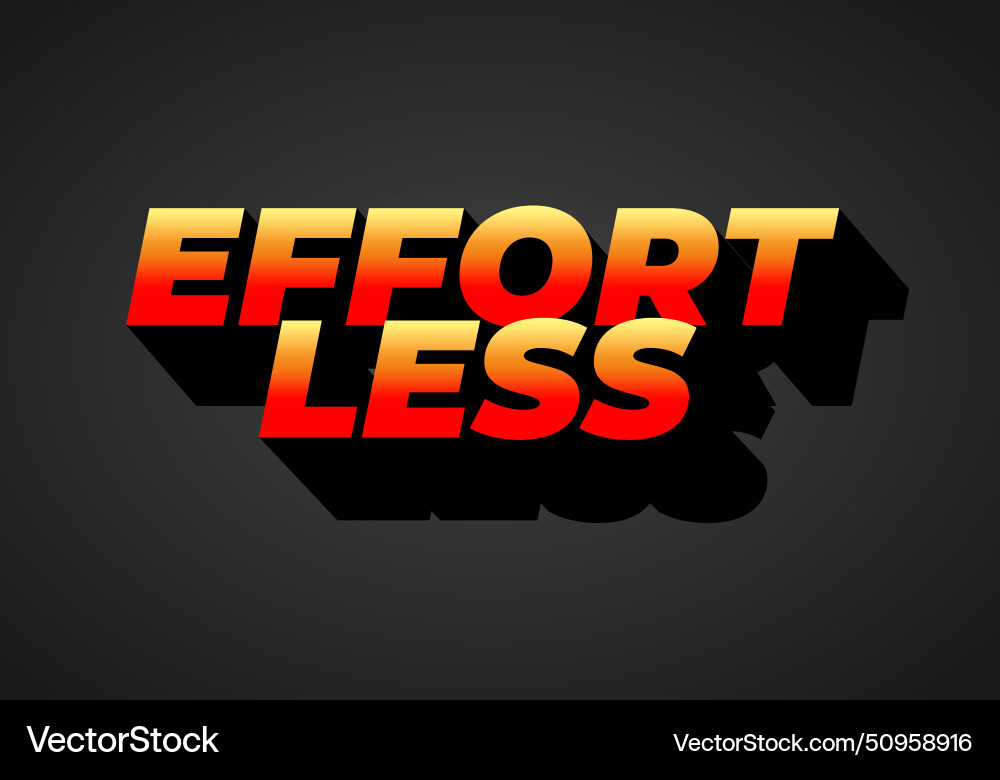 Effortless text effect in 3d look with eye Effortless text effect in 3d look with eye Vector Image