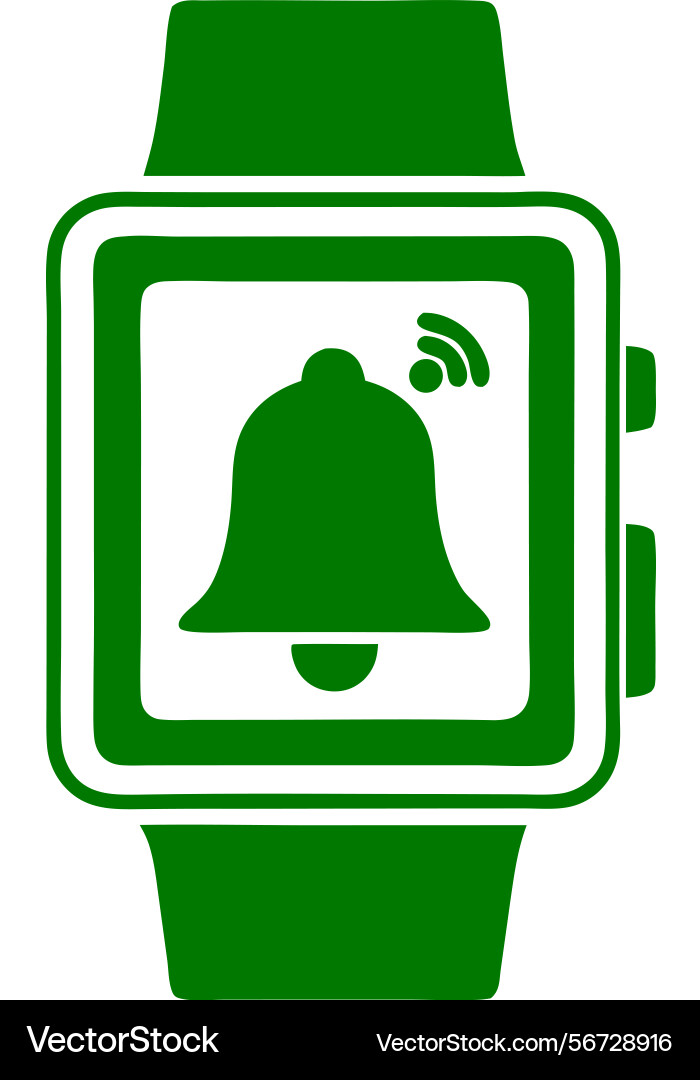 Green smartwatch notification icon with bell Vector Image
