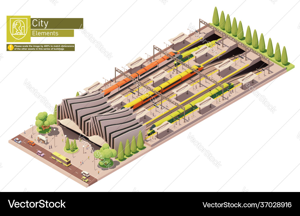 Isometric high-speed train station Royalty Free Vector Image