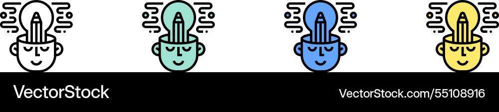 Kreativität Ikone Umriss grün blau und gelb Kreativität Ikone Umriss grün blau und gelb vektorbild