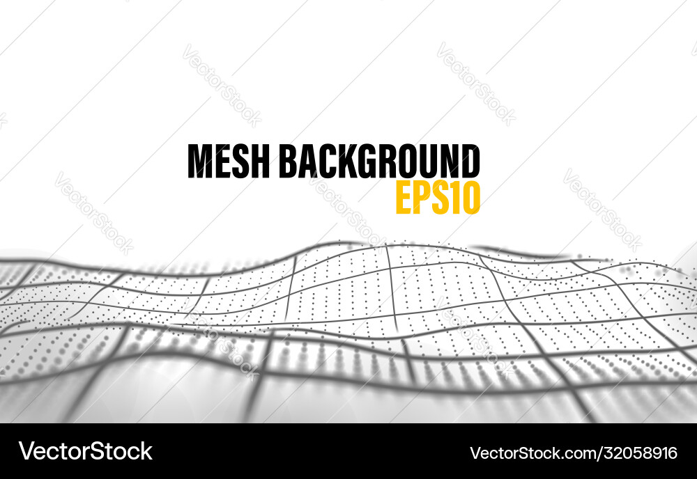 Mesh abstract background with black line and dots Vector Image