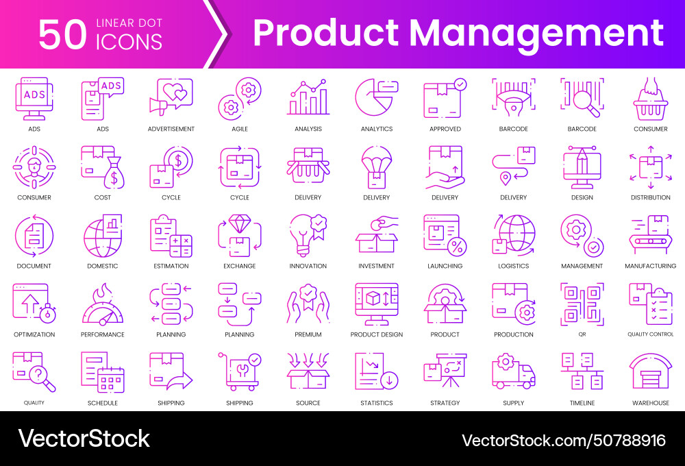 Set of product management icons gradient style Set of product management icons gradient style Vector Image
