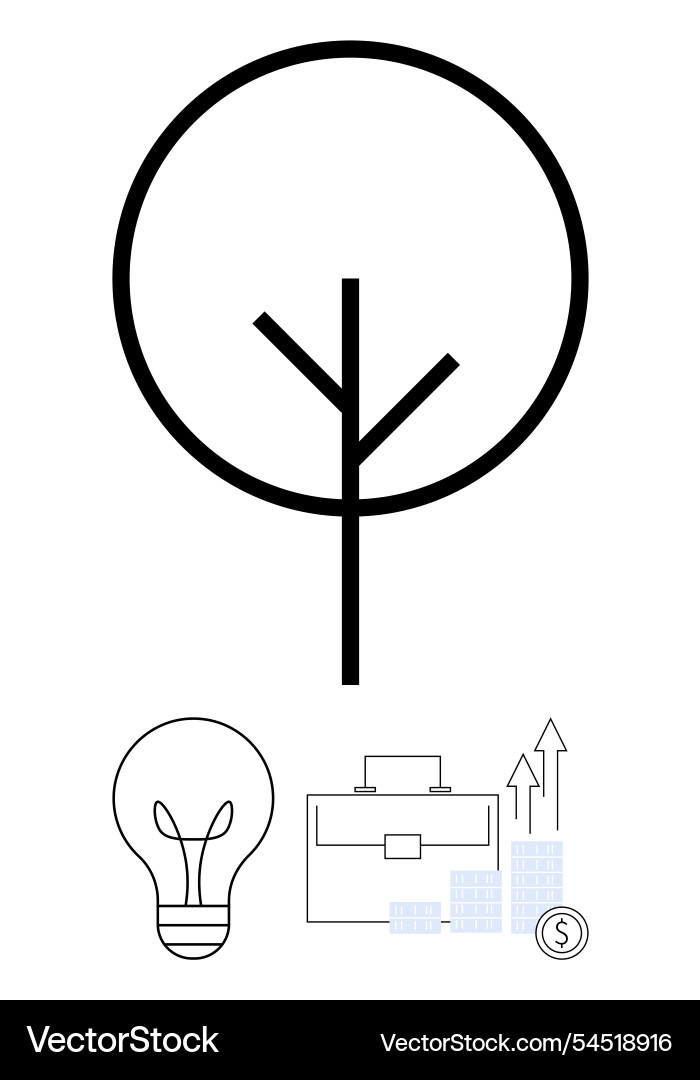 Tree with business icons including lightbulb Tree with business icons including lightbulb vector image