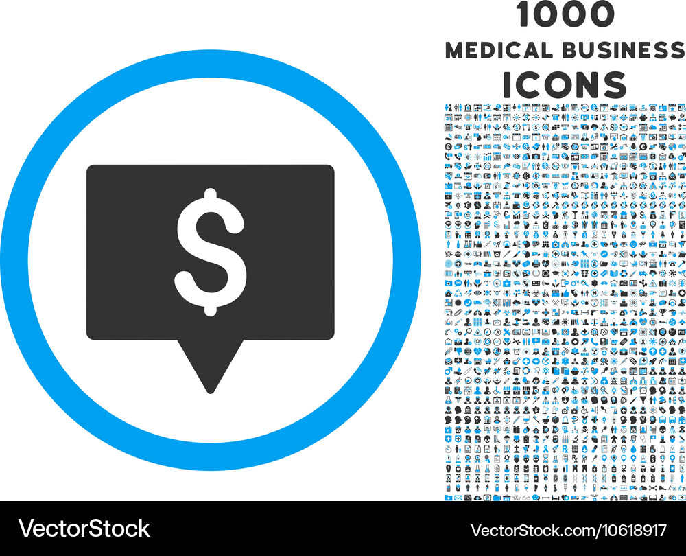 Bank map pointer rounded symbol with 1000 icons Vector Image