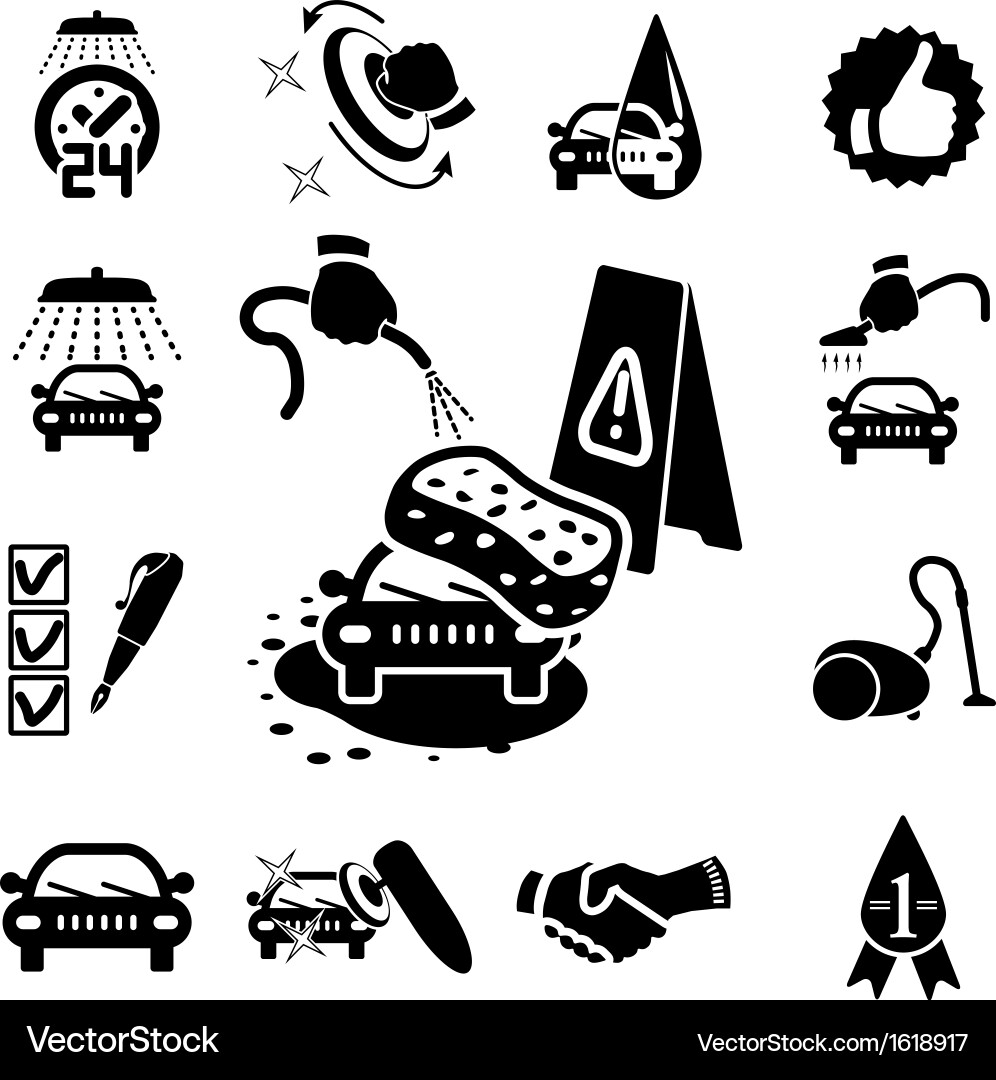 Car Wash Icons Collection Vector Image