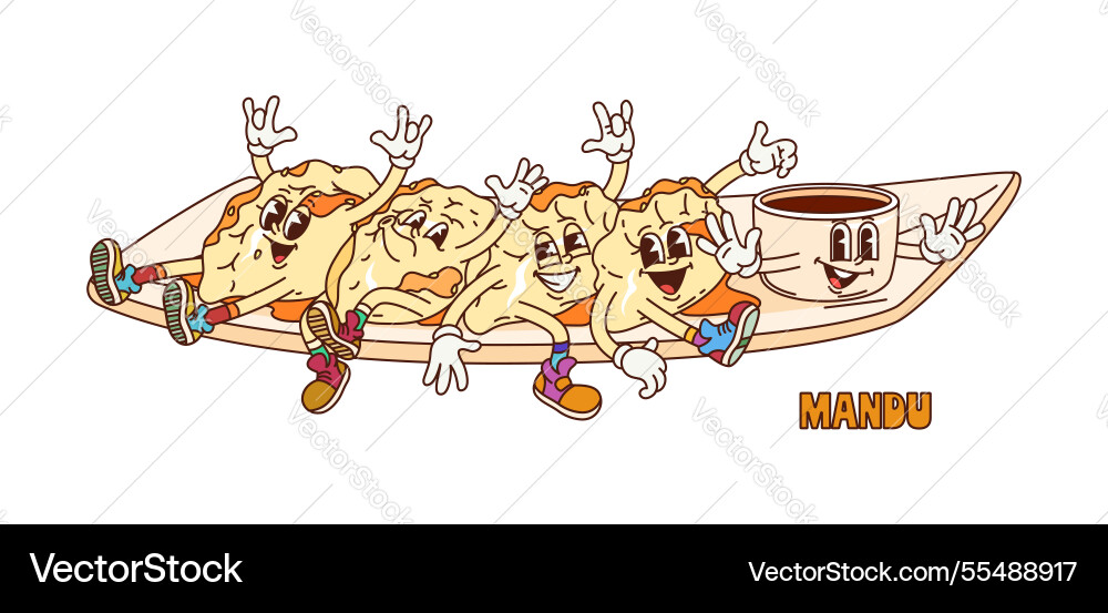Cartoon korean cuisine dumplings food character Cartoon korean cuisine dumplings food character vector image