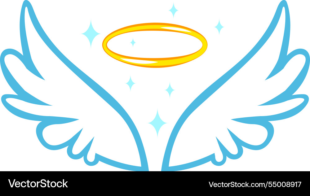 Cartoonzeichnung mit Engelsflügeln und einem Halo Cartoonzeichnung mit Engelsflügeln und einem Halo vektorbild