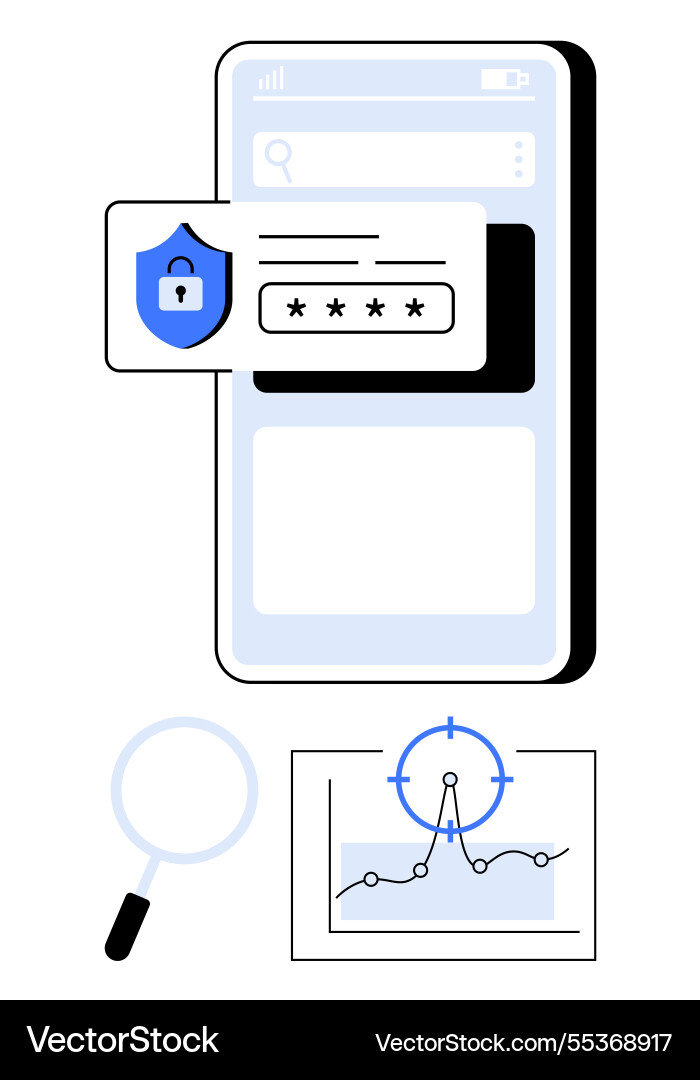 Data security concept with mobile login password Data security concept with mobile login password vector image