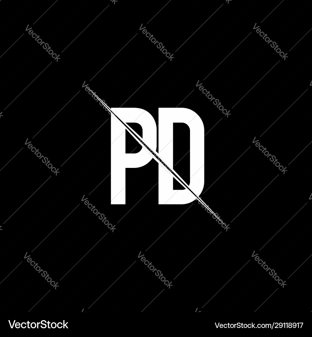 Monogram Logo with Slash - PD Initials Vector Image