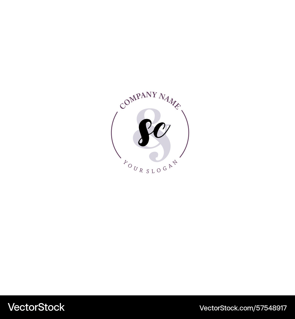 Sc initial logo with botanical circle design Vector Image
