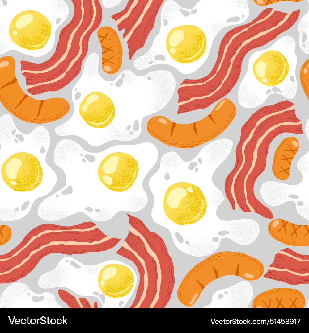 Seamless pattern with hand drawn fried eggs Vector Image