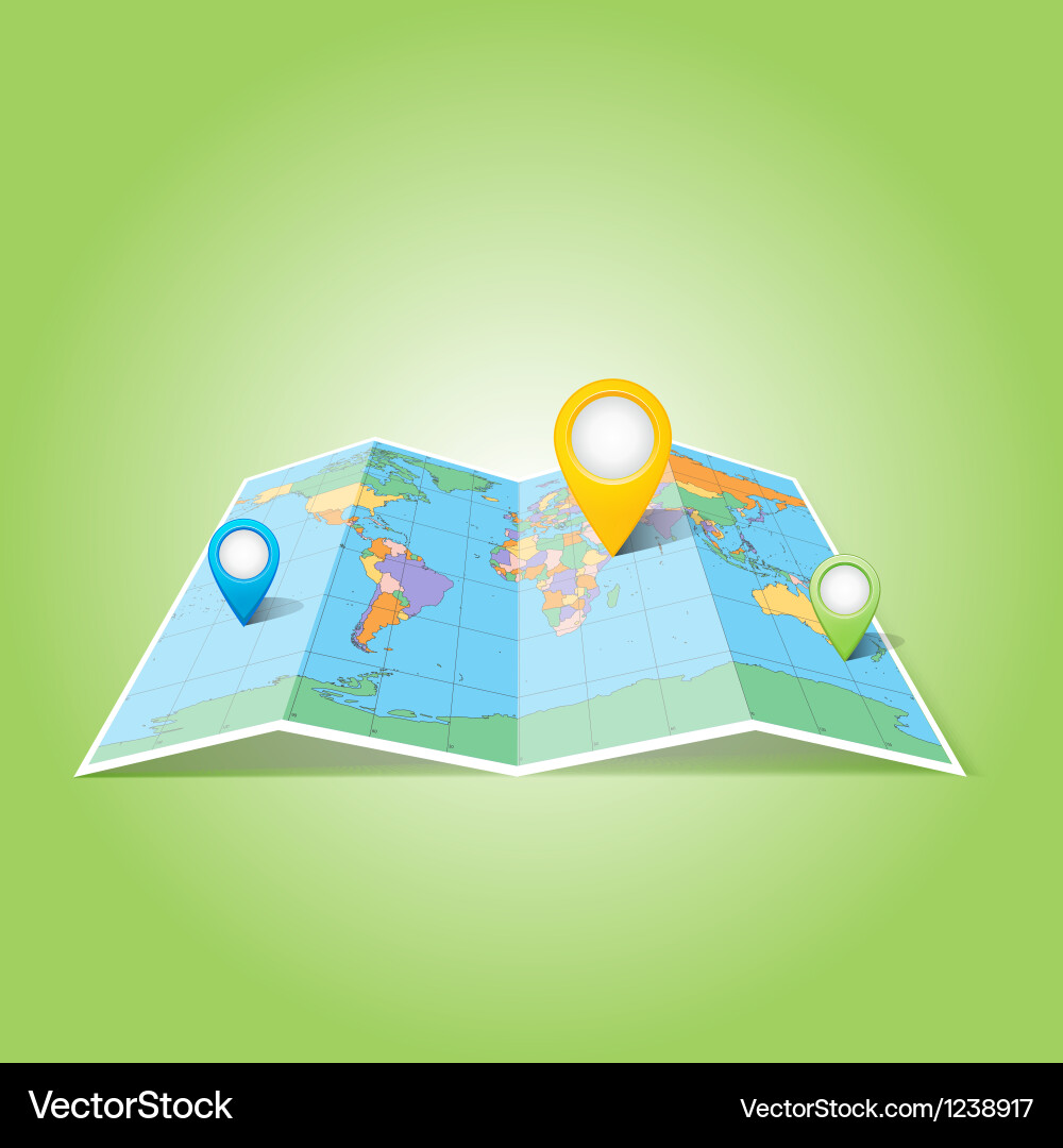 World map with pins pointer icons vector image