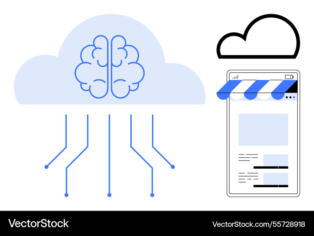 Artificial intelligence in cloud computing Artificial intelligence in cloud computing vector image