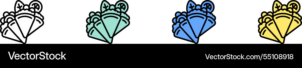 Crepe icon outline green blue and yellow style Crepe icon outline green blue and yellow style vector image