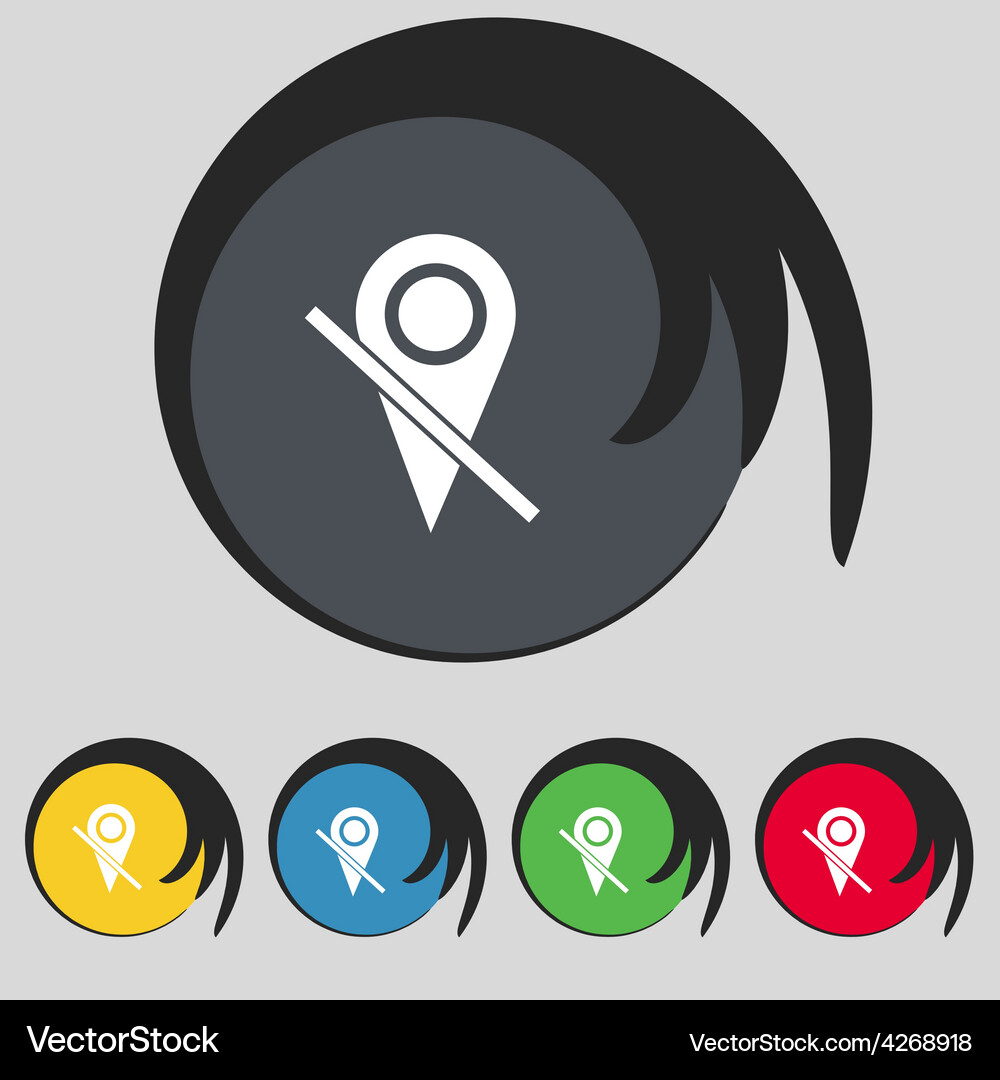 Map pointer icon sign symbol on five colored Vector Image
