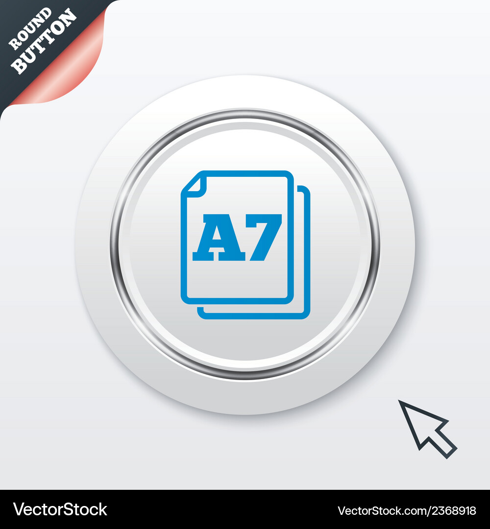 Paper size a7 standard icon document symbol Vector Image