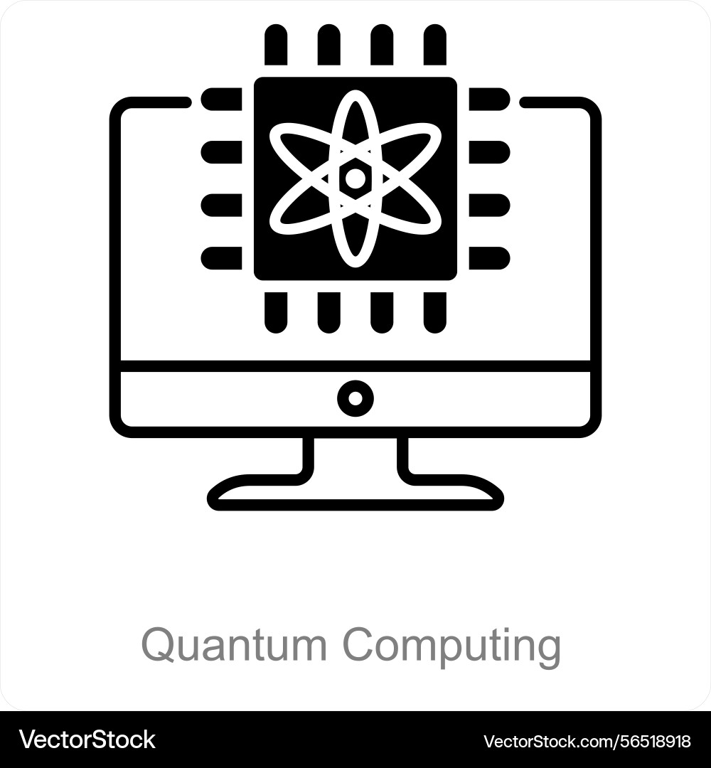 Quantum computing and technology icon concept vector image