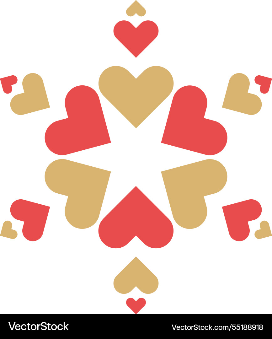 Symmetrical heart pattern in red and gold Symmetrical heart pattern in red and gold vector image