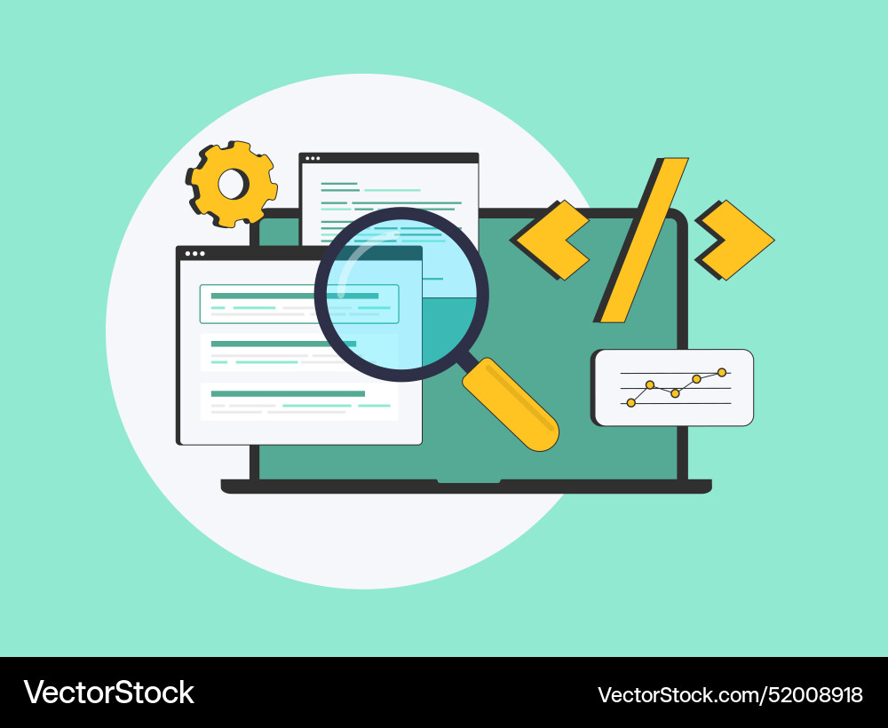 Technical seo optimization with website audit Technical seo optimization with website audit Vector Image