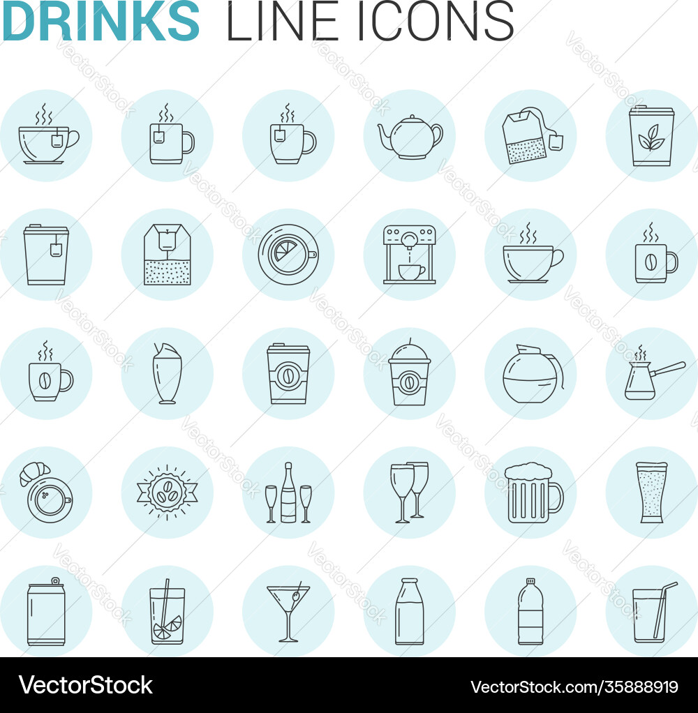 Drinks line icons Drinks line icons vector image