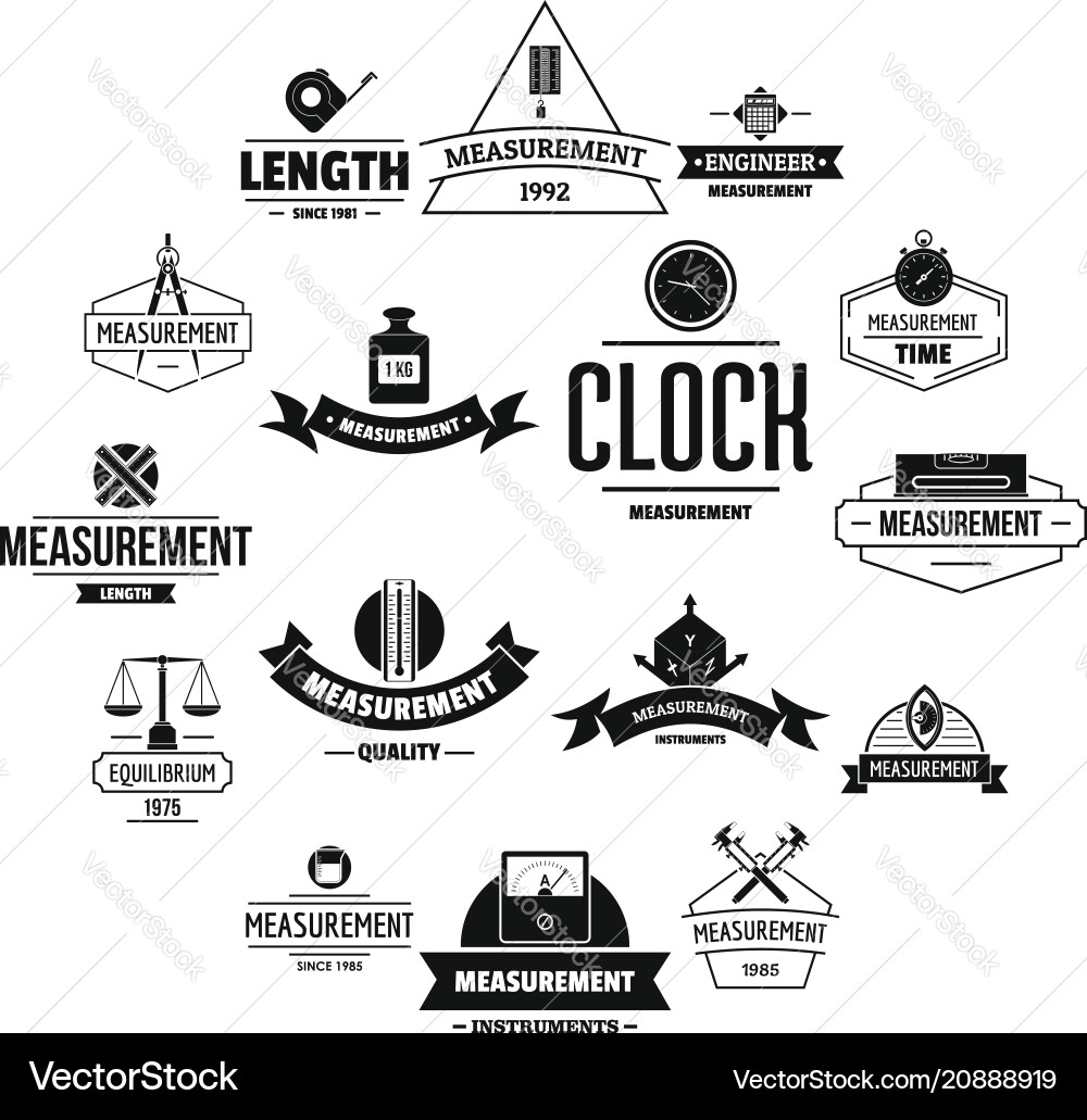 Measure precision logo icons set simple style Measure precision logo icons set simple style Vector Image