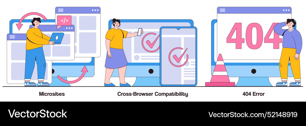 Microsite interface cross-browser compatibility vector image