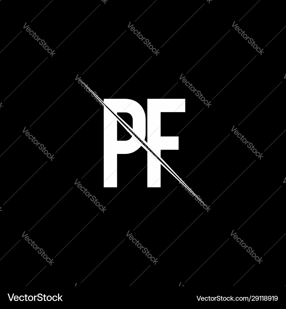 Pf logo monogram with slash style design template Pf logo monogram with slash style design template vector image