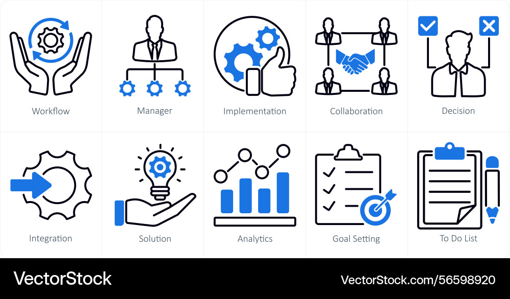 A set of 10 project management icons as workflow vector image