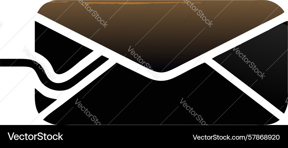 Black envelope with wavy line for message flow Vector Image