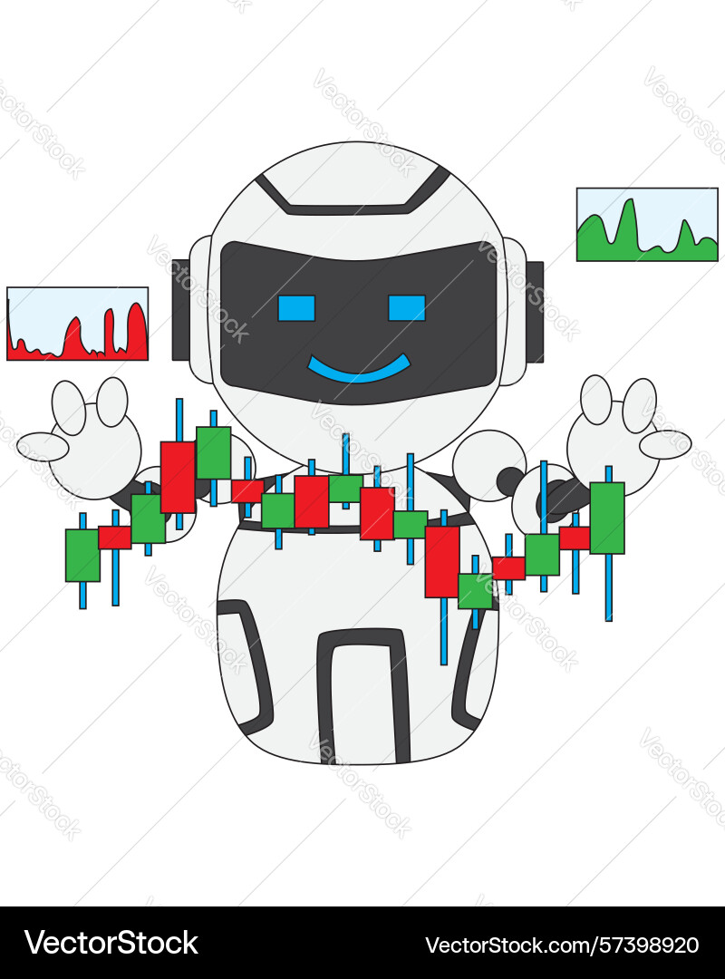 Cute robot chatbot data screen Vector Image