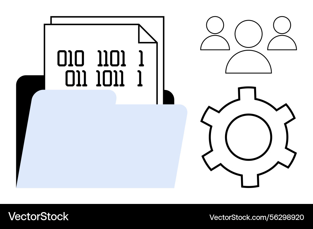Data management with digital files team Data management with digital files team vector image