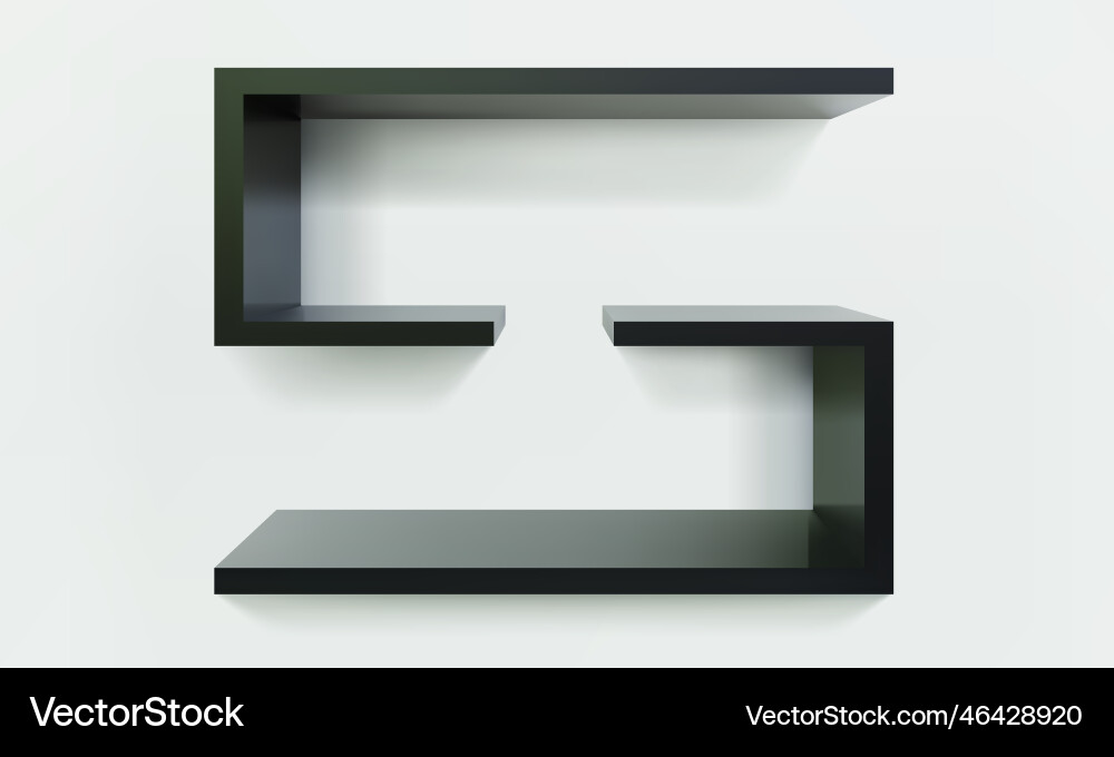 Empty black double rectangular shelf or niche vector image
