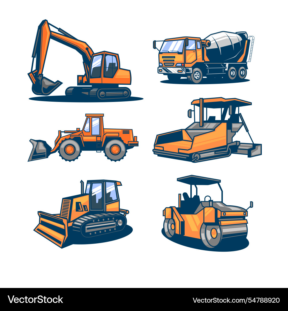 Heavy equipment icon set Heavy equipment icon set vector image