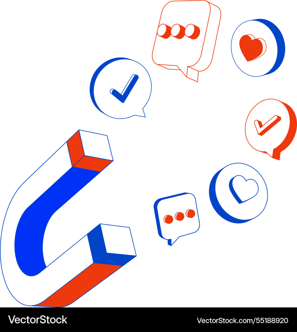 Magnet attracting social media icons like Magnet attracting social media icons like vector image