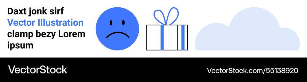 Sad emotion wrapped gift box and cloud Vector Image