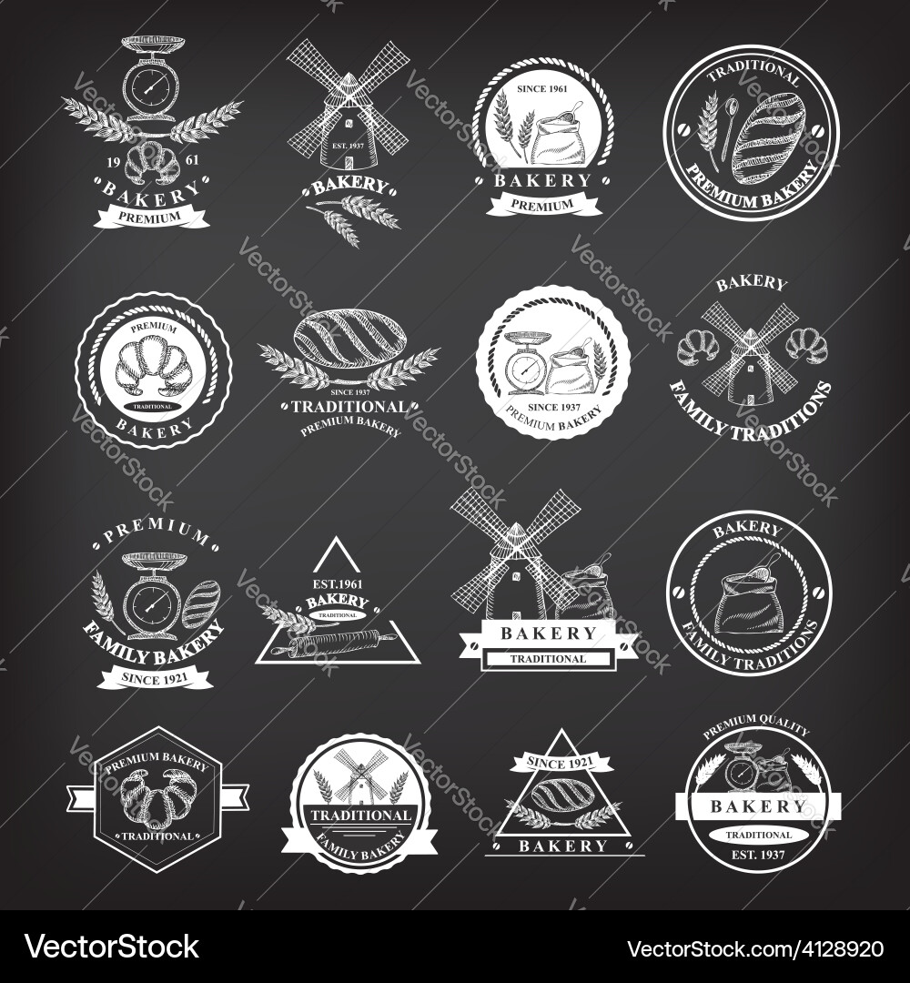 Set of vintage bakery icons labels retro design Vector Image