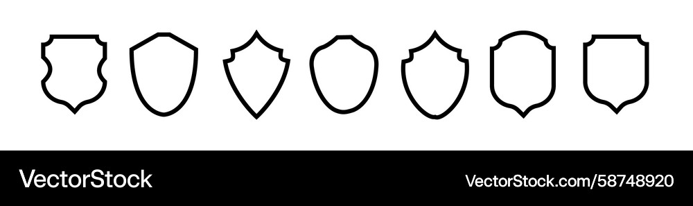 Shield Frame Collection - Empty Outline Vector Image