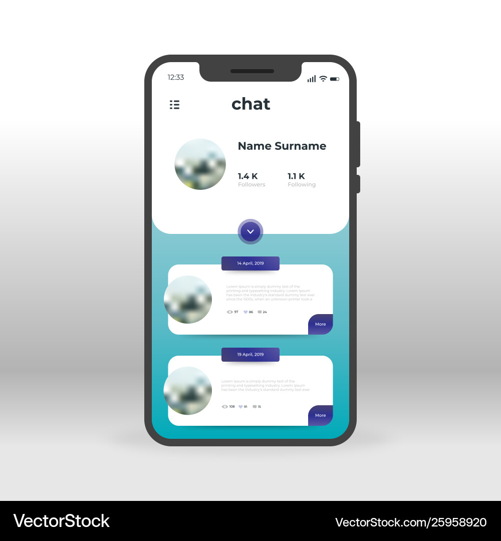 User chat profile ui ux gui screen for mobile User chat profile ui ux gui screen for mobile vector image