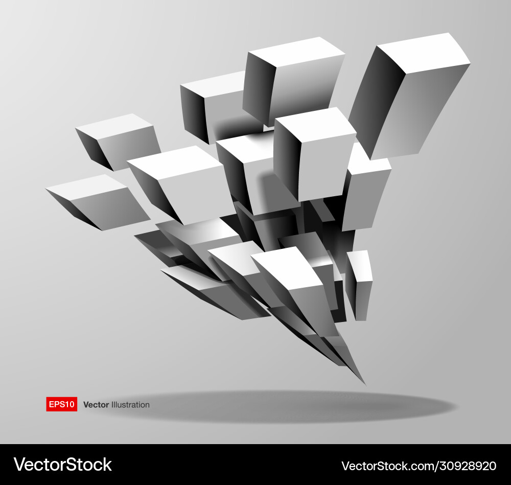 White Cube 3D Architecture Vector Image