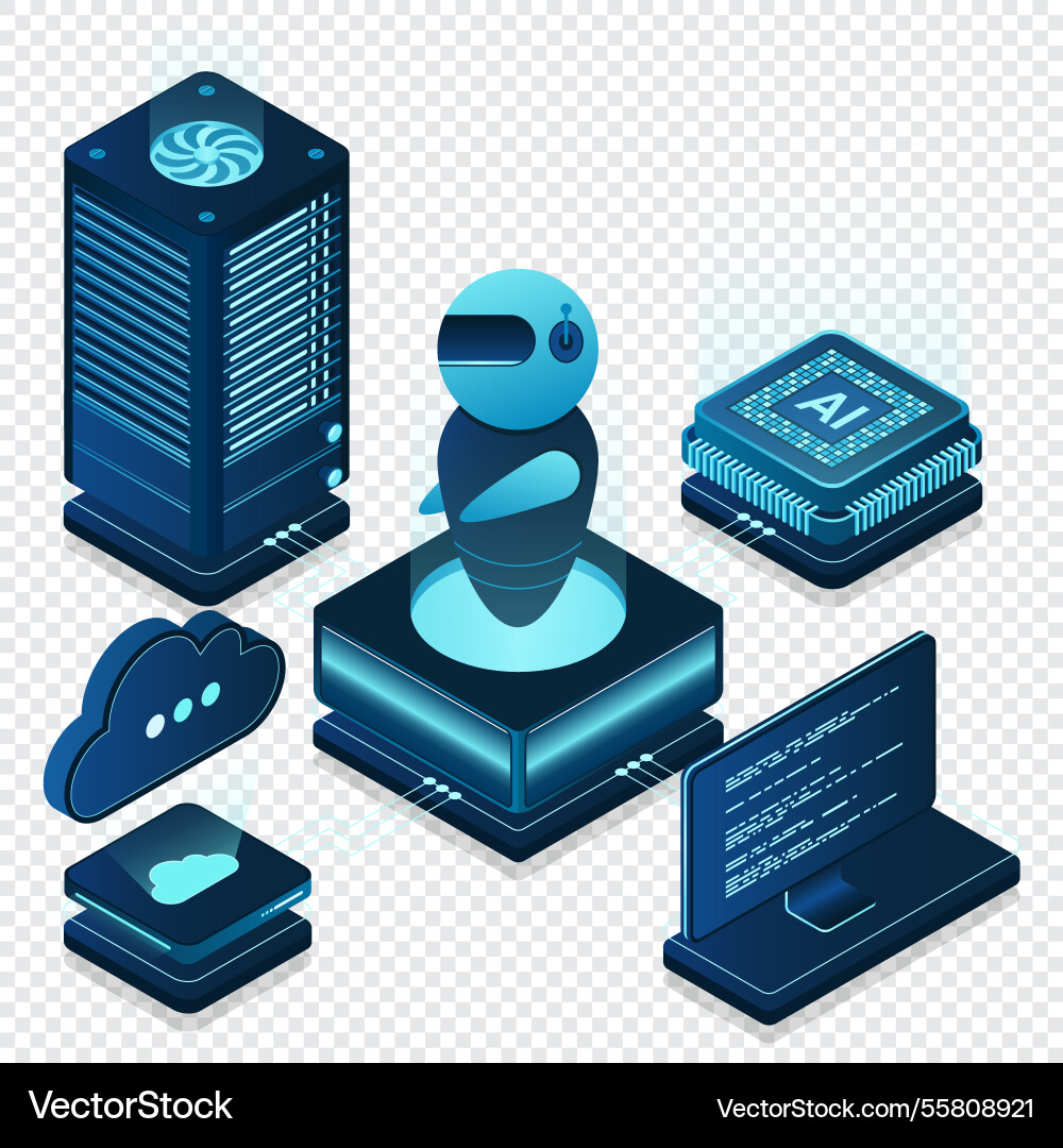 Artificial intelligence robot system analysis big Vector Image
