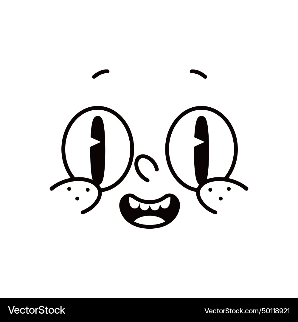 Cartoon comic groovy face emotion funny wow emoji Cartoon comic groovy face emotion funny wow emoji vector image