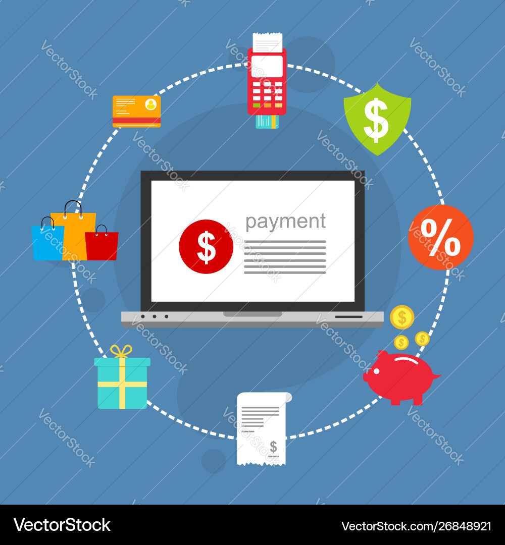 Concept online and mobile payments for web page Concept online and mobile payments for web page vector image