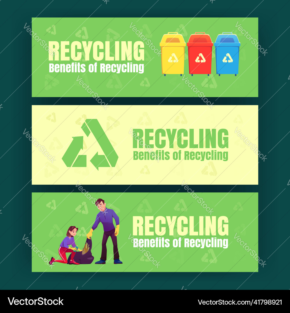 Ecology posters with trash bins recycle sign Ecology posters with trash bins recycle sign vector image