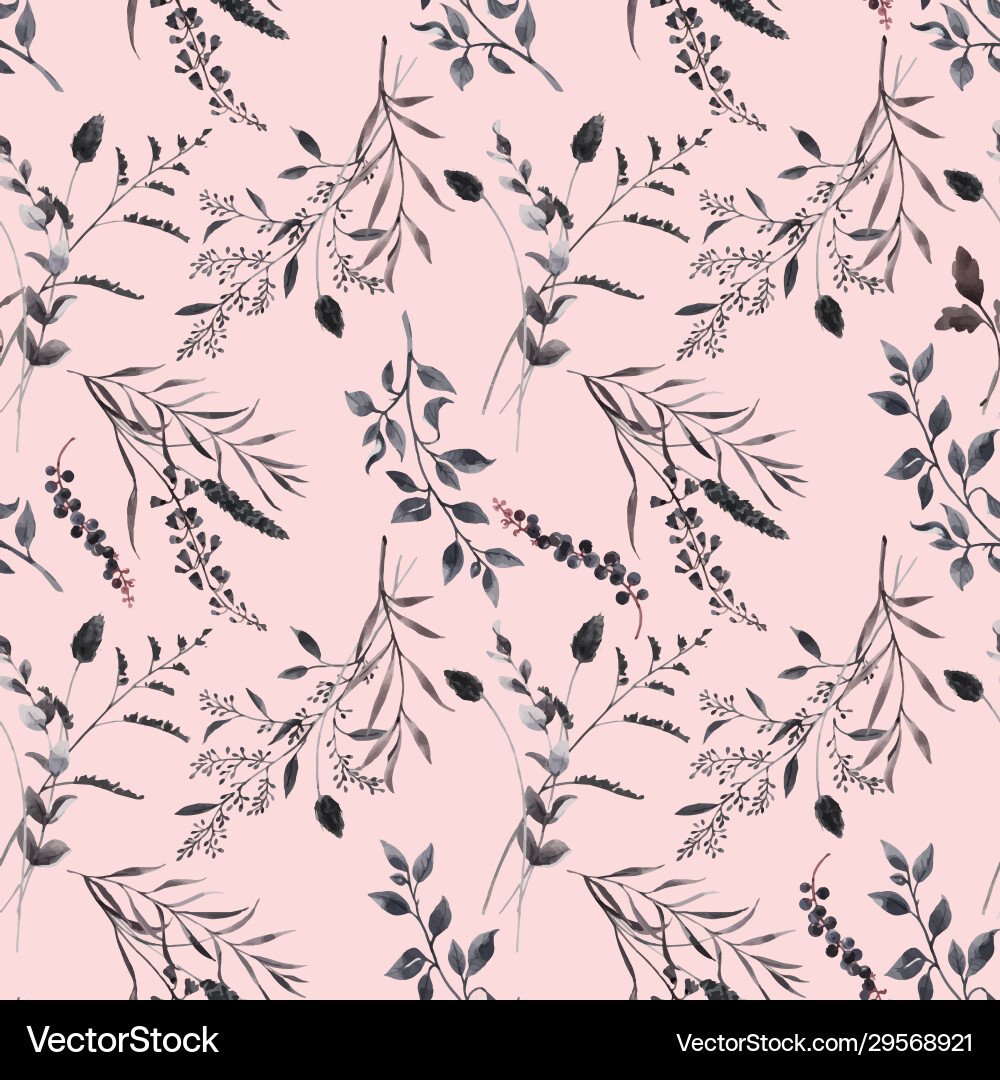 Watercolor Herb Pattern Royalty Free Vector Image