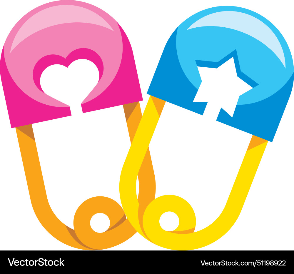 Baby shower diaper pins Royalty Free Vector Image